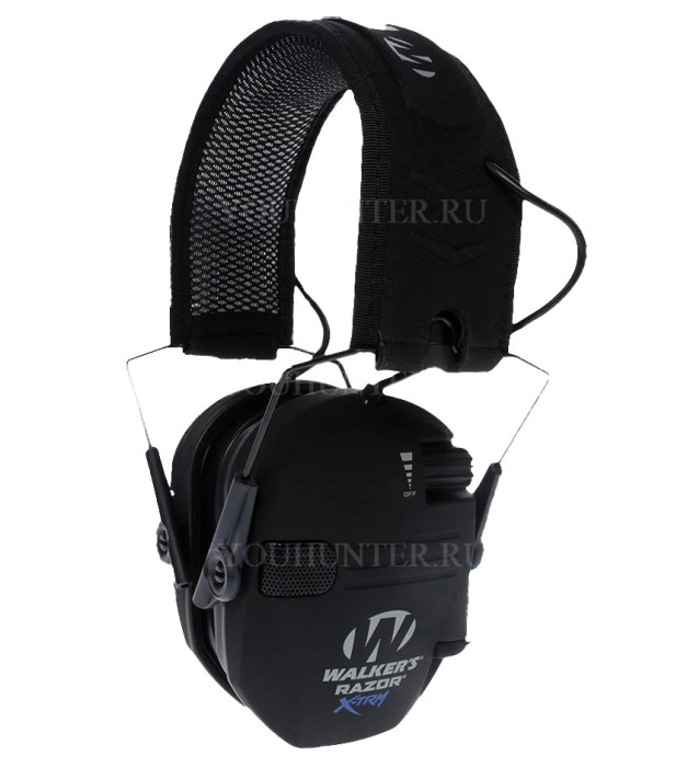 Наушники активные Walkers Razor Slim Electronic Muffs NRR 23dB оголовье экокожа / ткань чёрные