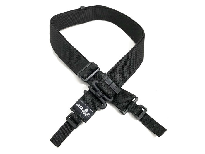 Трехточечный ремень ЗУБР-Стандарт для охотничьего ружья (Чёрный)