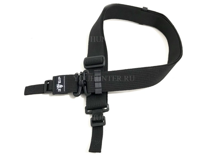 Трехточечный ремень ЗУБР-Стандарт для охотничьего ружья (Чёрный)