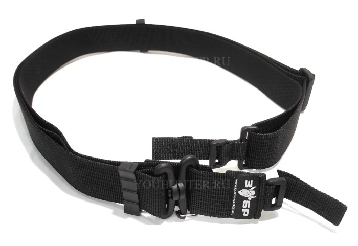 Трехточечный ремень ЗУБР-Стандарт для охотничьего ружья (Чёрный)
