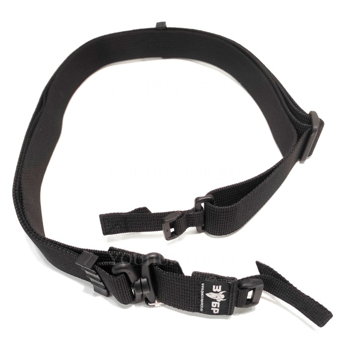 Трехточечный ремень ЗУБР-Стандарт для охотничьего ружья (Чёрный)