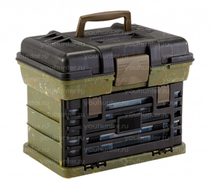 Бокс PLANO 41х30х34 2 съемных отделения Green/Black (137220)