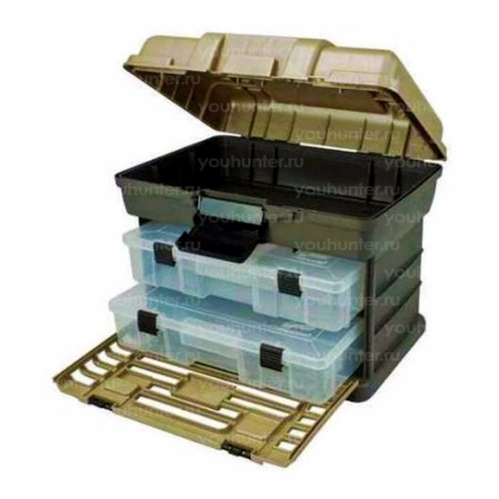 Бокс PLANO 41х30х34 2 съемных отделения Green/Black (137220)