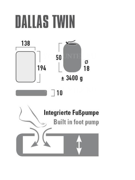 HIGH PEAK Матрас Dallas Twin Dallas Twin citronelle 194x138x10