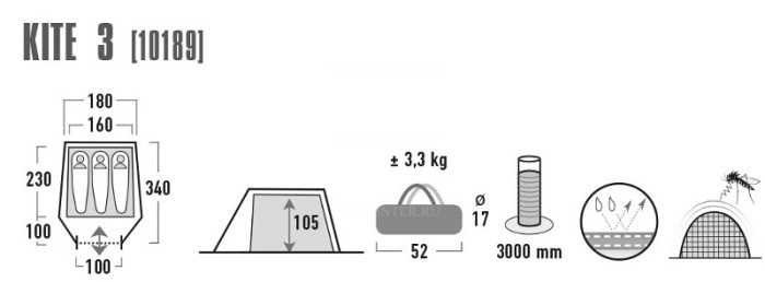 HIGH PEAK Палатка Kite 3 LW Kite 3 LW pesto-red