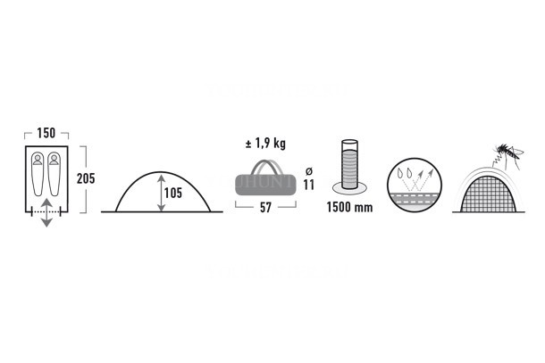 HIGH PEAK Палатка Monodome PU Monodome PU синий/серый 150х205 см