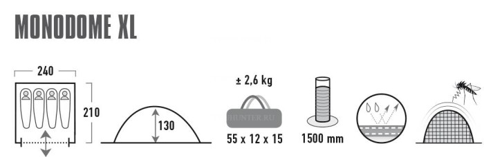 HIGH PEAK Палатка Monodome XL 240x210x130
