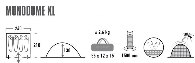 HIGH PEAK Палатка Monodome XL 240x210x130