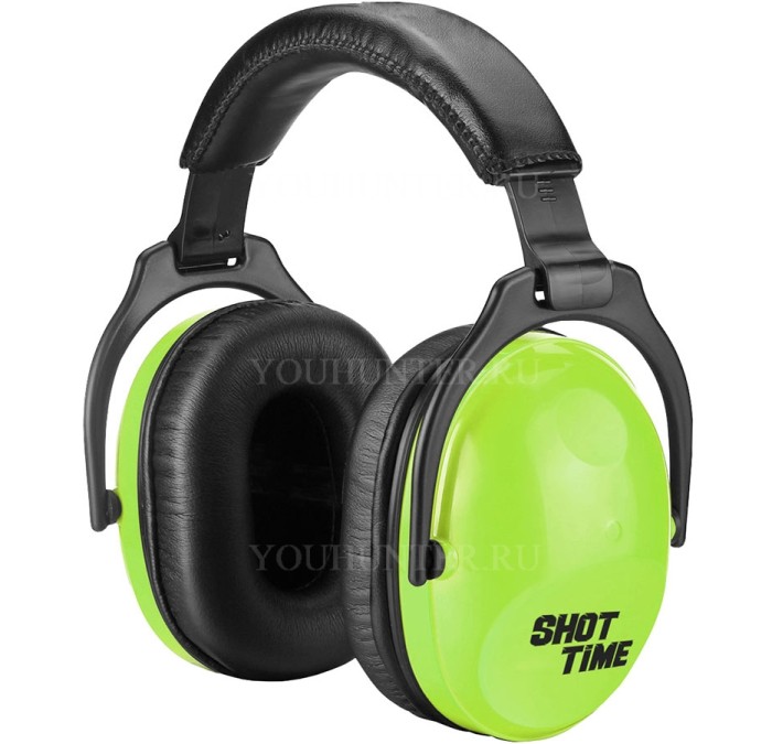 Наушники противошумные ShotTime 15 NRR 22dB экокожа+полиуретан салатовые
