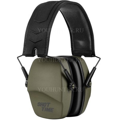 Наушники противошумные ShotTime 16 NRR 25dB экокожа+ткань Army Green