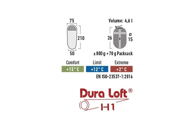 HIGH PEAK Мешок спальный Lite Pak 800 Lite Pak 800 green-red