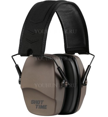 Наушники противошумные ShotTime 16 NRR 25dB экокожа+ткань Tan
