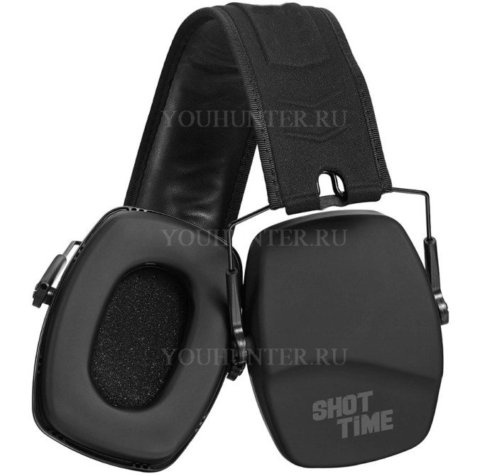Наушники противошумные ShotTime 16 NRR 25dB экокожа+ткань чёрные