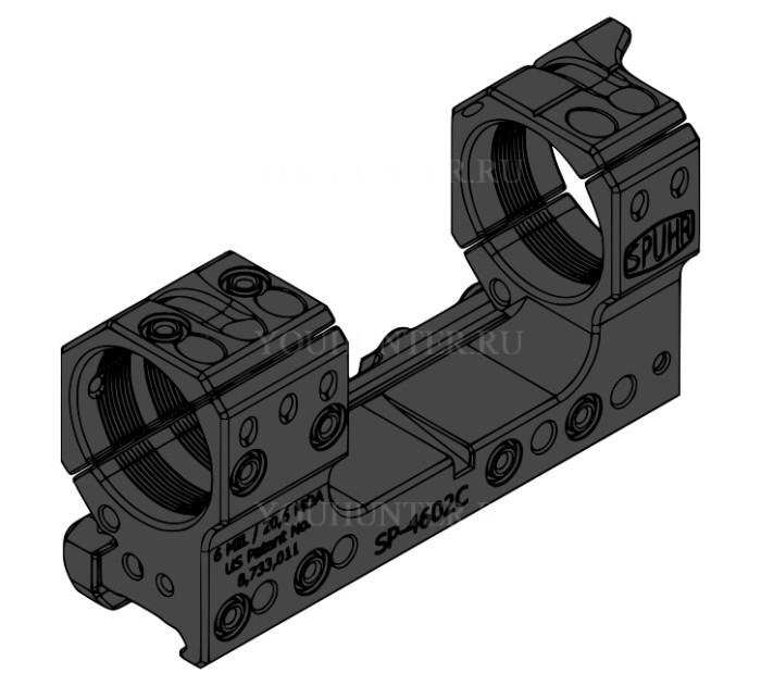 Кронштейн SPUHR кольца 34мм на Weaver наклон 6 MIL/20,6 MOA BH21мм PIC GEN3 (SP-4602C)