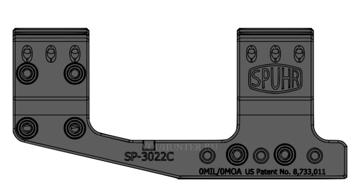 Кронштейн SPUHR кольца 30мм на Weaver BH23мм с выносом PIC GEN3 (SP-3022C)