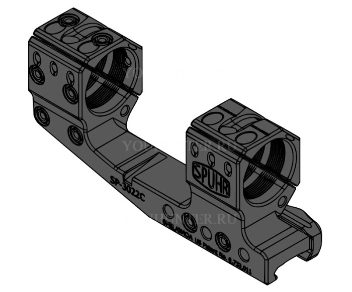 Кронштейн SPUHR кольца 30мм на Weaver BH23мм с выносом PIC GEN3 (SP-3022C)
