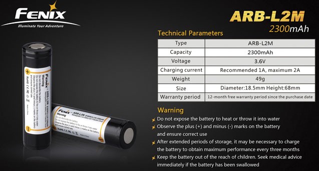 Аккумулятор Fenix ARB-L2M 18650 Li-ion (2300 mAh)