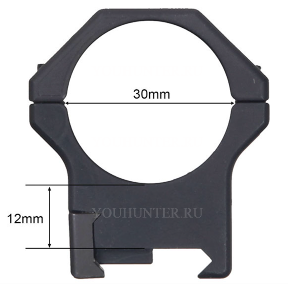 Небыстросъемные кольца Contessa на Picatinny D30mm,BH12mm,(LPR02/B) ультра легкие