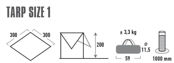 HIGH PEAK Тент Tarp 1 Tarp 1 серый 300х300см
