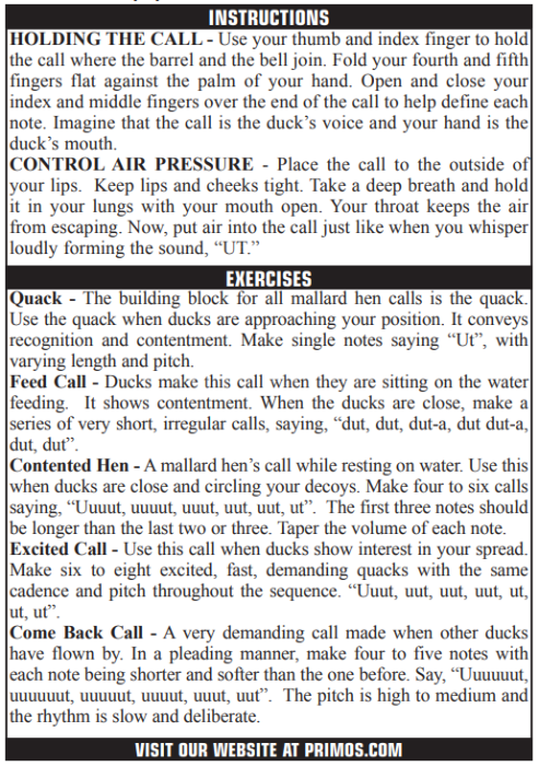 Манок PRIMOS YO SISTA на утку (США)