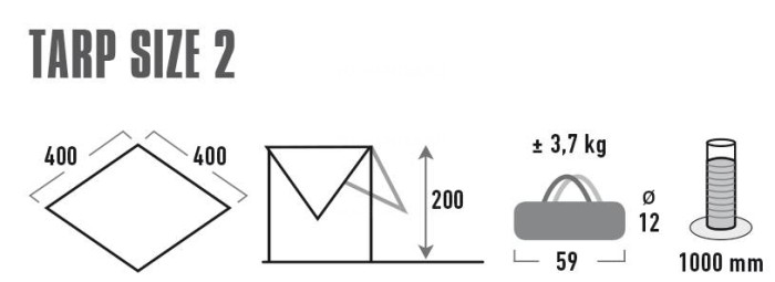 HIGH PEAK Тент Tarp 2 Tarp 2 серый 400х400см