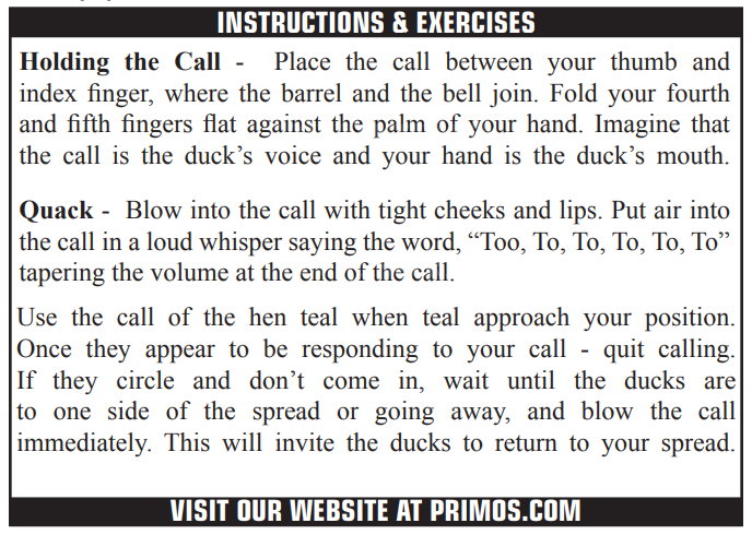 Манок PRIMOS TEAL на чирка (США)