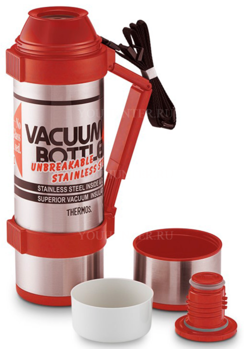 Термос для напитков THERMOS NCB-1800 Red Rocket Bottle 1.8L складная ручка стальной/красный