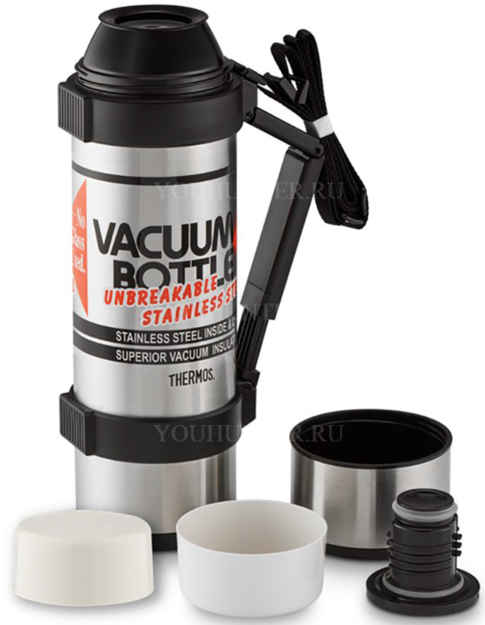 Термос для напитков THERMOS NCB-1800 Rocket Bottle 1.8L складная ручка стальной/чёрный