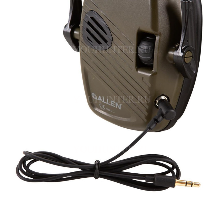 Наушники Allen Shotwave активные, стерео, NRR 24Db, низкопрофильные, 2xAAA, цвет чёрный/зеленый