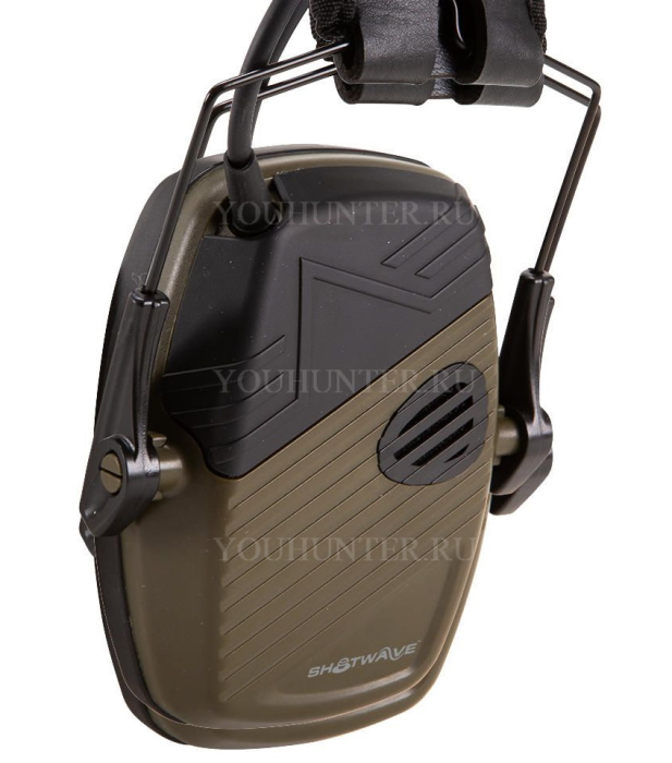 Наушники Allen Shotwave активные, стерео, NRR 24Db, низкопрофильные, 2xAAA, цвет чёрный/зеленый