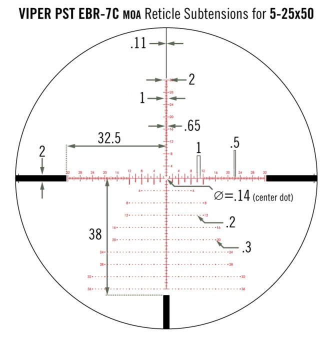 Оптический прицел VORTEX Viper PST Gen.II 5-25x50 FFP EBR-2C MOA (PST-5255)