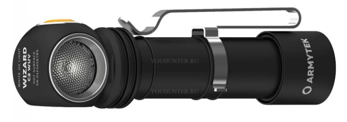 Armytek Wizard C2 WUV / Белый и ультрафиолет / 1100 лм и 1595 мВт (400 нм) / TIR 70°:120° / 1x18650 (в комплекте)
