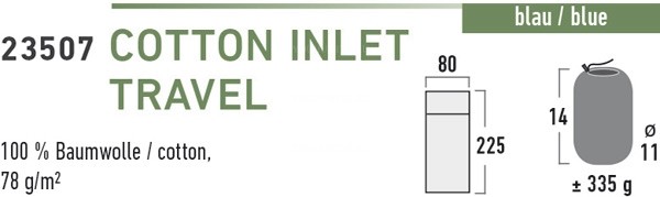 HIGH PEAK Вставка в мешок спальный Cotton Inlett Travel Cotton Inlett Travel синий 225см длина