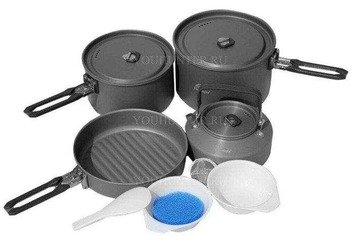 FIRE-MAPLE Набор портативной посуды FEAST 4 BLACK из алюминия на 4-5 персон FEAST 4 BLACK BLACK