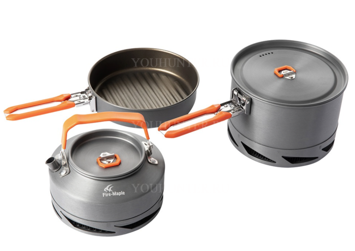 FIRE-MAPLE Набор портативной посуды FEAST Heat-Exchanger Alu Cookware FEAST Heat-Exchanger Alu котелок 15л чайник 07лсковорода