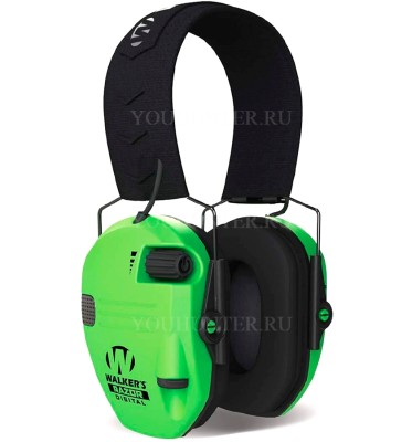 Наушники активные Walkers Razor PRO Digital экокожа / ткань ярко-зелёные